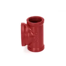 Té réducteur en fonte ductile avec revêtement époxy rouge pour système de protection incendie