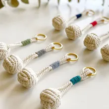 Ключница из веревки с узлом «Обезьяний кулак» многоцветная, хлопковая, ручной работы, с колокольчиком