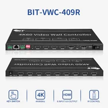 4K ตัวประมวลผลควบคุมวิดีโอวอลล์ HDMI 1X9 การต่อภาพหลายหน้าจอแบบหมุนได้ 180°