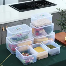 กล่องพลาสติกใสสำหรับจัดเก็บอาหารในครัว สามารถซ้อนกันได้