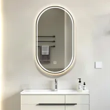 Specchio rettangolare da bagno intelligente con retroilluminazione, interruttore touch, funzione antiappannamento e luce a 3 colori