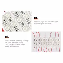 Modulo LED ad alta luminosità DC12V 1.2W Strisce LED IP65 Impermeabile 3LEDs SMD2835 Modulo LED per scatole luminose pubblicitarie e insegne