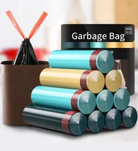 Bolsas de basura de HDPE con cordón personalizadas, bolsas de basura de plástico con cordón a precio de fábrica