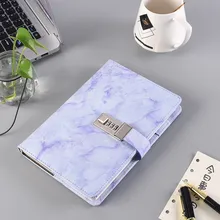 Diario Semplice per Studenti con Motivo Marmorizzato Retro e Quaderno con Lucchetto
