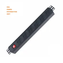 وحدة توزيع الطاقة الأفقية عالية الأداء 19-Inch 6-Way مع مفتاح الطاقة لإدارة رفوف الخوادم في مراكز البيانات