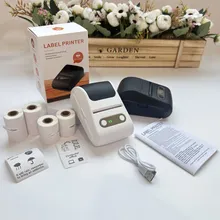 เครื่องพิมพ์ฉลากแบบพกพาไร้สาย Bluetooth ขนาด 2 นิ้ว แบบใช้ความร้อน ชาร์จไฟได้ ไม่มีหมึก รองรับการพิมพ์บาร์โค้ดและสติกเกอร์ สามารถปรับแต่งโลโก้ได้