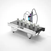 Impresora de inyección de tinta de escritorio mini con cinta transportadora, máquina de impresión de fecha de producción de tinta de secado rápido