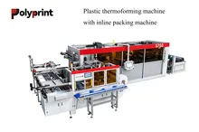 Máquina formadora de contenedores de plástico de auto completo con línea de embalaje