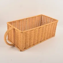 Cesto di stoccaggio tipo cassetto con manico per telecomando, scatola di stoccaggio per cucina in rattan, unità di stoccaggio per cosmetici