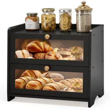 Großer Kapazität Küchenarbeitsplatte Brot Aufbewahrungsbehälter Regal Holz Bambus Brotkasten