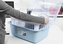 Büyük Kapasiteli Çekilebilir Plastik Mutfak Eşyası Depolama Rafı, Kapaklı Süzme Tepsisi, Mutfak Tabak Rafı
