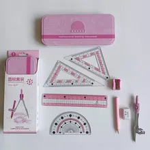 Vendita Calda 8 PCS Set di Geometria Compasso Righello Kit di Geometria Scuola Protrattore e Set di Compasso con Scatola di Stoccaggio