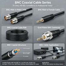 كابل coaxial ذكر ذكر crimp منخفض الفقد 75 أوم من سلسلة Rg Rg59 RG6 Rg11 Rg57 Rg58 Rg7 مع تغليف بكرة الكابل