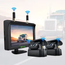 Camera lùi dựa trên năng lượng mặt trời, Màn hình 5 Inch 2.4G DVR lùi không dây, chống nước cho xe tải, xe kéo, xe RV, cần cẩu