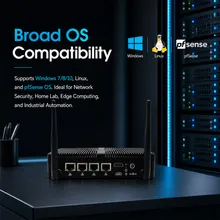 Máy tính nhúng J5005, 4X 2.5g LAN RJ45 Mini PC cho bộ định tuyến