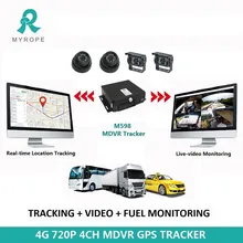 อุปกรณ์ติดตามรถยนต์ 4CH กล้อง Mdvr ระบบติดตามตำแหน่ง GPS การตรวจสอบวิดีโอ