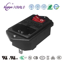 Soquete de Alimentação CA Inlet 3-in-1 com Fusível e 4 Interruptor Rocker de Pino, Soquete de Painel Inlet Rt-C14b UL cUL