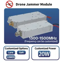 20W โมดูล PA ที่ปรับแต่งได้ แบบพกพา อุปกรณ์ต่อต้าน UAV และโดรน โมดูล Lora ที่ปรับแต่งได้ โมดูลขยายกำลัง RF แบบไร้สายและตัวสร้างสัญญาณรบกวน