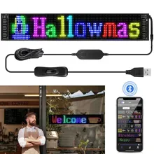 Control de APP Bluetooth para letrero LED de coche, panel LED matricial flexible USB 5V programable, visualización de texto personalizado, animación de patrones desplazables para ventanas de coche, tienda, fiesta