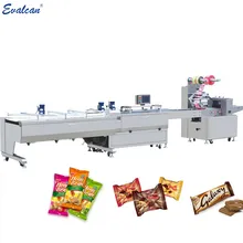 Neue Technologie Filmflussmaschine für runde rechteckige Süßigkeitenverpackung Verpackungsmaschine Fließverpackungsgerät