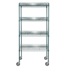 ชั้นวางเหล็กเคลือบอีพ็อกซี่สำหรับทำให้แห้ง 4-Shelf พร้อมล้อ