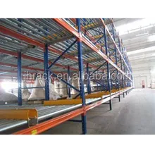 China Palettenflussregal Lagerstahl Live Palettenflussregal Schwerkraftfluss Lagerregal mit Rollenförderersystem Lagerregal Regal