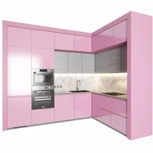 Serie di armadi da cucina modulari in legno massello Rta di fabbrica colore rosa