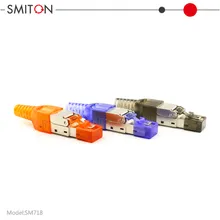 เครื่องมือหลายสีไม่ต้องใช้เครื่องมือ RJ45 ปลั๊กไม่ต้องใช้เครื่องมือที่มีการป้องกัน CAT6A RJ45 แจ็คคีย์สโตน STP โมดูลาร์ คอนเนคเตอร์
