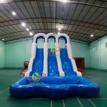 مواد عالية الجودة من PVC منزلق ثلاثي المسارات قابل للنفخ مع بركة سباحة منزلق مائي قابل للنفخ