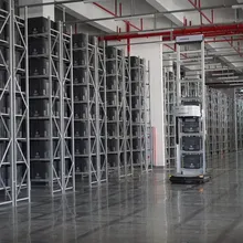 Sistema AS/RS per lo stoccaggio in magazzino con scaffalature multilivello
