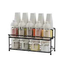 Rastrelliera per condimenti a doppio strato per cucina, supporto per bottiglie di spezie, organizzatore di spezie