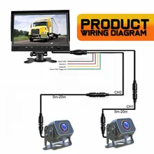 Sistema di monitor di retromarcia per camion con doppia telecamera posteriore impermeabile da 7 pollici IP68