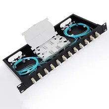 24 Boîtier de fibre optique monté en rack MultiMode LC-UPC 1 RU s'adapte 19" aux armoires de racks incluant un panneau de brassage chargé LGX 24 Boîtier de fibre optique monté en rack MultiMode LC-UPC 1 RU s'adapte 19" aux armoires de racks incluant un panneau de brassage chargé LGX