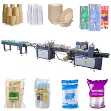 Línea de máquina automática de conteo y empaquetado de vasos de papel de plástico desechables Hffs