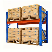 Estante de palets selectivo recubierto en polvo azul y naranja, sistema de almacenamiento de palets industriales de carga pesada