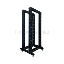 42U 19 Zoll Offenes Rack 4 Pfosten Server Rack Doppeltes Offenes Gestell Netzwerkgeräte Rack Schrank Verstellbare Tiefe Stahl Rack mit Rollen