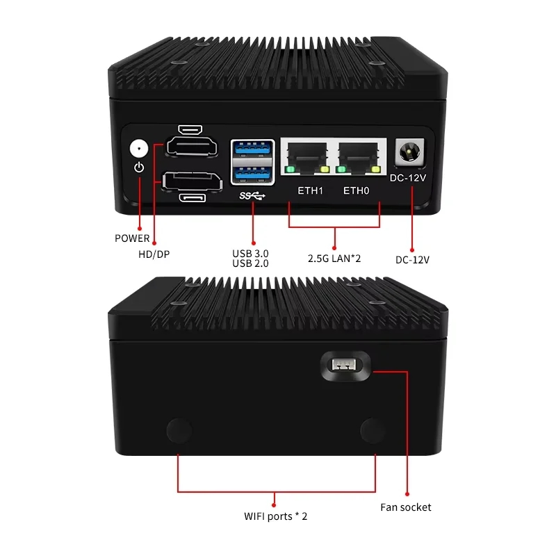 ОЕМ N100 Встраиваемый мини-ПК 2LAN Роутер Pfsense Тонкий клиент Мини-компьютер pictures & photos