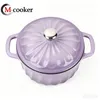 Cast Iron Cooking Pot Ribbed Design Enamel Coated