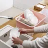 Multifunktionaler Kunststoff Küchenutensilien Aufbewahrungsregal mit Abtropfschale Geschirrregal