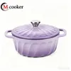 Cast Iron Cooking Pot Ribbed Design Enamel Coated