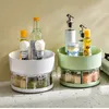 2 Estante de almacenamiento de especias de plástico rotatable en capas, juego de tarros de especias multifuncional para cocina