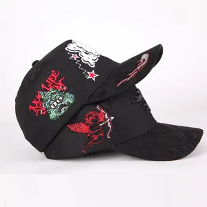 Custom Design Your Own Rhinestone Logo 5-Panel Baseball Cap Full Embroidery Men's Sports Hat