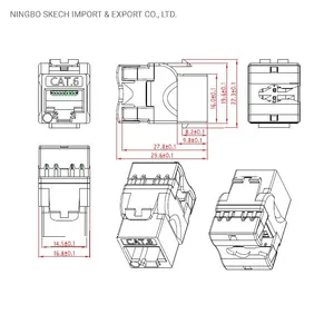 UTP CAT6 Keystone Jack 180 Degree RJ45 Keystone Jack Network Keystone Jack RJ45 Module with Dustproof Cover