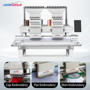 2-Head Computerized Automatic Cap Embroidery Machine PLC Motor Bearing Core Components