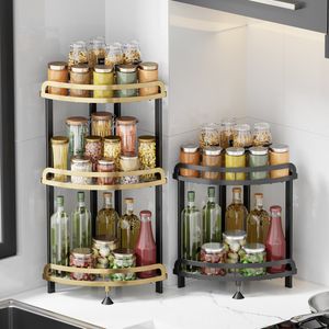 Kitchen Racks Triangle Metal Spice Rack Punch-Free Corner Storage Rack
