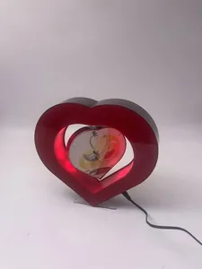 Heart Shape LED Light Magnetic Suspension Floating Photo Frame Display Racks