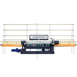 Glass Processing Machine PLC Control System Fast Speed 9 Motor Beveling Glass Edging Machine