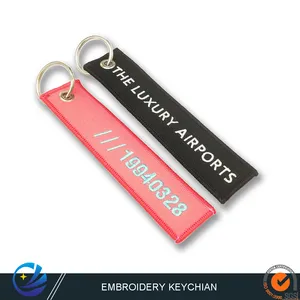 Customized Embroidered Patch Key Tag Strap Fabric Keytag Key Tag Key Chain with Embroidery Logo