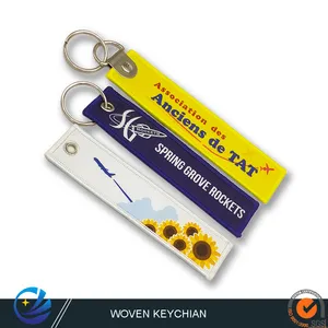 Customized Embroidered Patch Key Tag Strap Fabric Keytag Key Tag Key Chain with Embroidery Logo