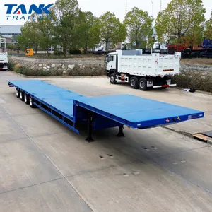 Multi Axle Low Flatbed Semi Trailer with Spring Loading Ramp